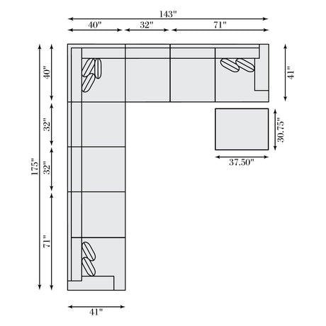 Serena Grey Fabric Sectional - Ornate Home