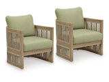 Serena Shores Beige/Green Lounge Chair w/Cushion (Set of 2) - Ornate Home