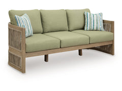 Serena Shores Beige/Green Sofa with Cushion - Ornate Home