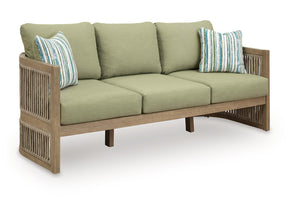 Serena Shores Beige/Green Sofa with Cushion - Ornate Home