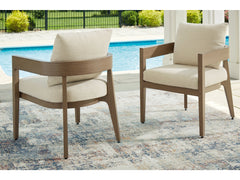 Serene Bay Dark Brown/White Arm Chair With Cushion (Set of 2) - Ornate Home
