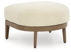 Serene Bay Dark Brown/White Ottoman with Cushion - Ornate Home