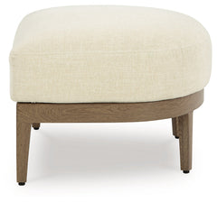 Serene Bay Dark Brown/White Ottoman with Cushion - Ornate Home