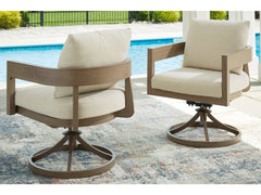 Serene Bay Dark Brown/White Swivel Chair w/Cushion (Set of 2) - Ornate Home