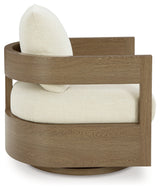 Serene Bay Dark Brown/White Swivel Glider Chair w/Cushion - Ornate Home