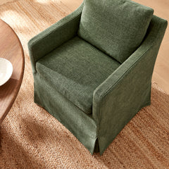 Serene Foliage Slipcovered Performance Fabric Dining Armchair - Ornate Home