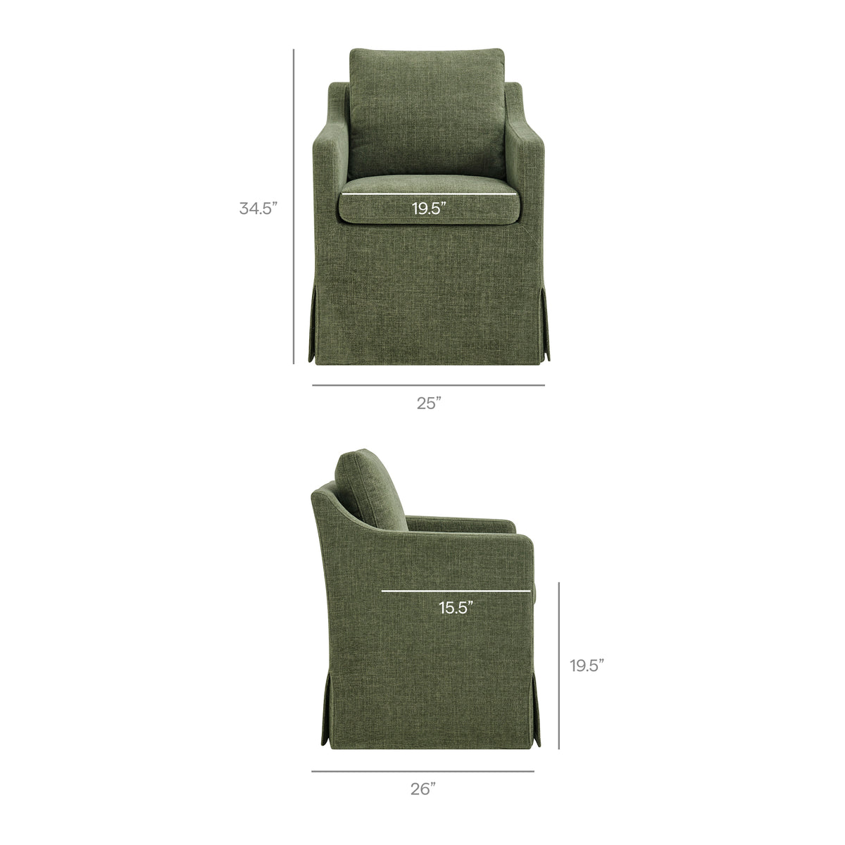Serene Foliage Slipcovered Performance Fabric Dining Armchair - Ornate Home