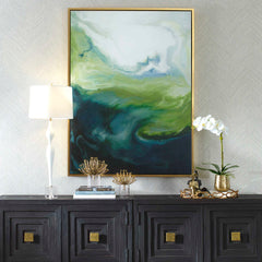 Serene Green Black/Blue Framed Abstract Art - Ornate Home
