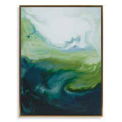 Serene Green Black/Blue Framed Abstract Art - Ornate Home