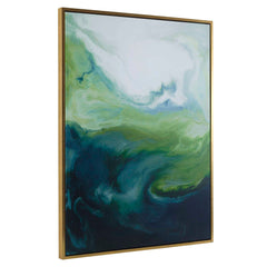 Serene Green Black/Blue Framed Abstract Art - Ornate Home