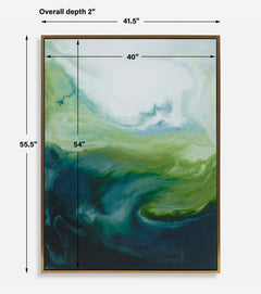 Serene Green Black/Blue Framed Abstract Art - Ornate Home