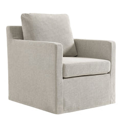Serene Linen Fabric Slipcovered Swivel Armchair - Ornate Home