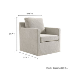 Serene Linen Fabric Slipcovered Swivel Armchair - Ornate Home