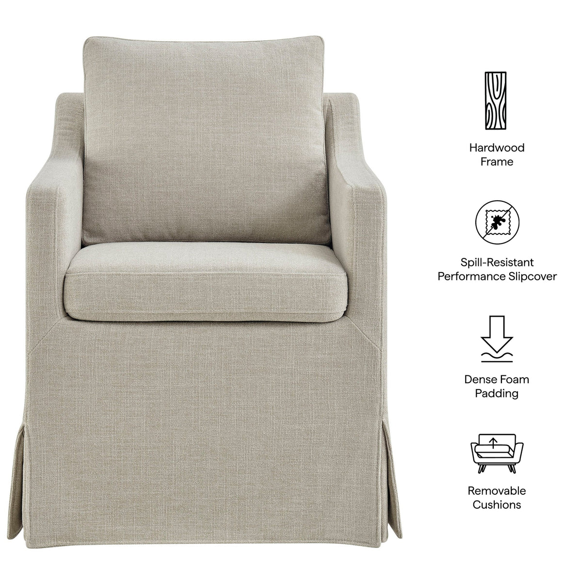 Serene Linen Slipcovered Performance Fabric Dining Armchair - Ornate Home