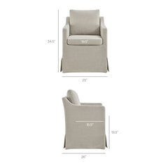 Serene Linen Slipcovered Performance Fabric Dining Armchair - Ornate Home