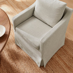 Serene Linen Slipcovered Performance Fabric Dining Armchair - Ornate Home