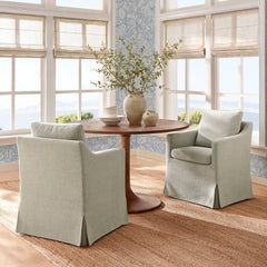 Serene Linen Slipcovered Performance Fabric Dining Armchair - Ornate Home