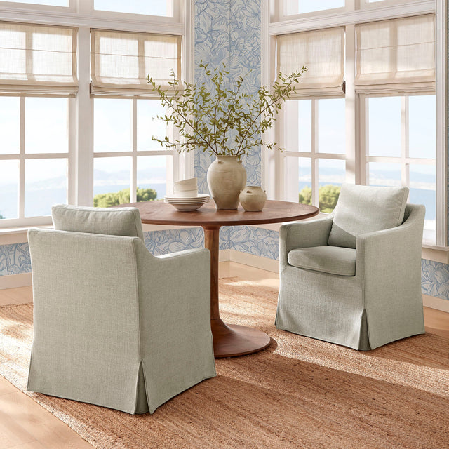Serene Linen Slipcovered Performance Fabric Dining Armchair - Ornate Home