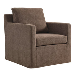 Serene Mocha Fabric Slipcovered Swivel Armchair - Ornate Home
