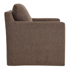 Serene Mocha Fabric Slipcovered Swivel Armchair - Ornate Home