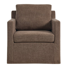 Serene Mocha Fabric Slipcovered Swivel Armchair - Ornate Home