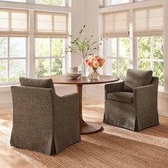 Serene Mocha Slipcovered Performance Fabric Dining Armchair - Ornate Home