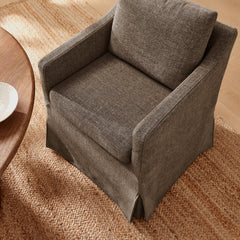 Serene Mocha Slipcovered Performance Fabric Dining Armchair - Ornate Home