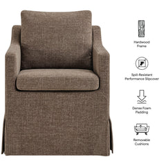 Serene Mocha Slipcovered Performance Fabric Dining Armchair - Ornate Home