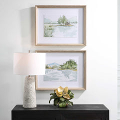 Serene Multicolor Lake Framed Prints (Set of 2) - Ornate Home