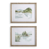 Serene Multicolor Lake Framed Prints (Set of 2) - Ornate Home