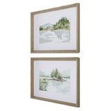 Serene Multicolor Lake Framed Prints (Set of 2) - Ornate Home