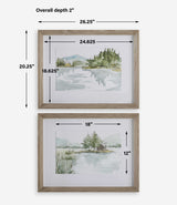 Serene Multicolor Lake Framed Prints (Set of 2) - Ornate Home