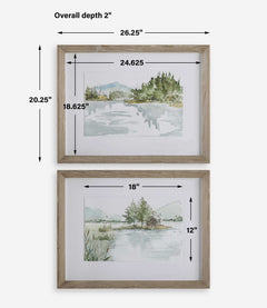 Serene Multicolor Lake Framed Prints (Set of 2) - Ornate Home
