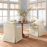 Serene Oatmeal Stripe Slipcovered Striped Fabric Dining Armchair - Ornate Home