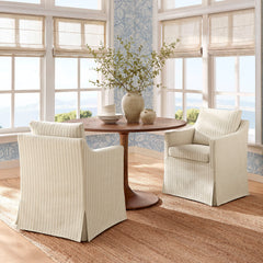 Serene Oatmeal Stripe Slipcovered Striped Fabric Dining Armchair - Ornate Home