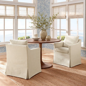 Serene Oatmeal Stripe Slipcovered Striped Fabric Dining Armchair - Ornate Home