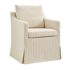 Serene Oatmeal Stripe Slipcovered Striped Fabric Dining Armchair - Ornate Home