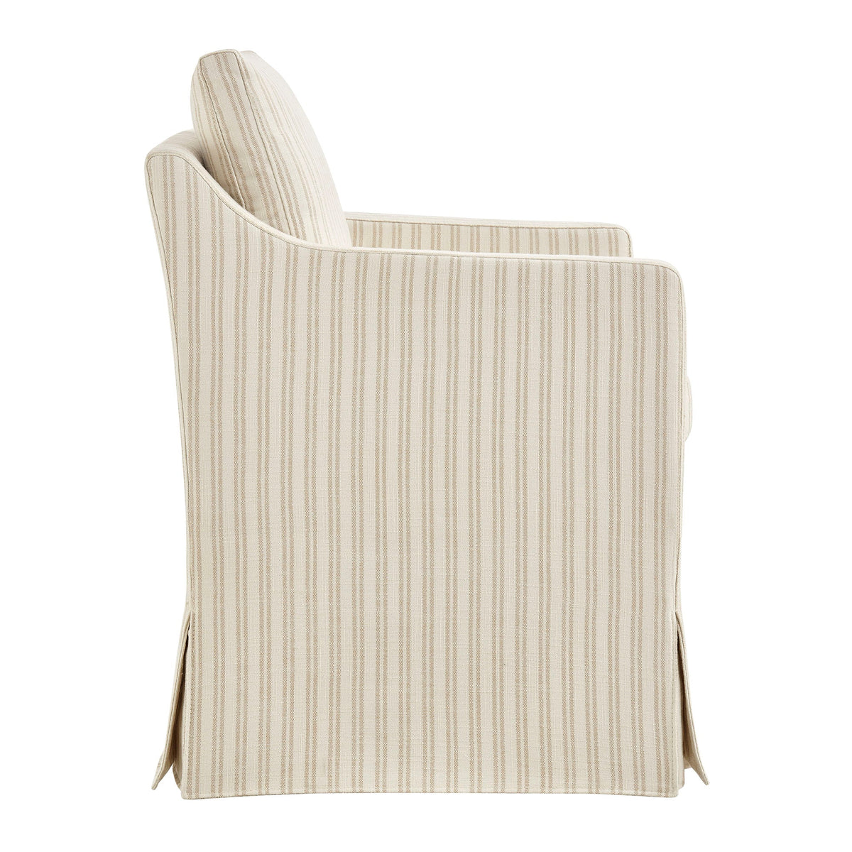Serene Oatmeal Stripe Slipcovered Striped Fabric Dining Armchair - Ornate Home