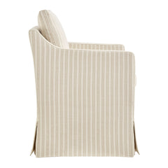 Serene Oatmeal Stripe Slipcovered Striped Fabric Dining Armchair - Ornate Home