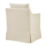 Serene Oatmeal Stripe Slipcovered Striped Fabric Dining Armchair - Ornate Home