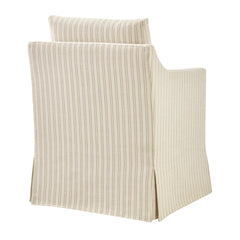 Serene Oatmeal Stripe Slipcovered Striped Fabric Dining Armchair - Ornate Home