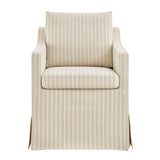 Serene Oatmeal Stripe Slipcovered Striped Fabric Dining Armchair - Ornate Home