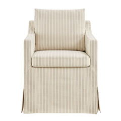 Serene Oatmeal Stripe Slipcovered Striped Fabric Dining Armchair - Ornate Home