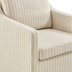 Serene Oatmeal Stripe Slipcovered Striped Fabric Dining Armchair - Ornate Home