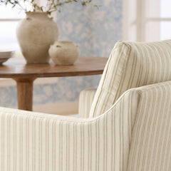 Serene Oatmeal Stripe Slipcovered Striped Fabric Dining Armchair - Ornate Home