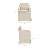 Serene Oatmeal Stripe Slipcovered Striped Fabric Dining Armchair - Ornate Home