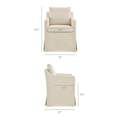 Serene Oatmeal Stripe Slipcovered Striped Fabric Dining Armchair - Ornate Home