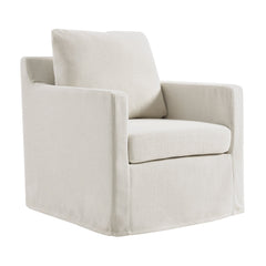 Serene Salt Fabric Slipcovered Swivel Armchair - Ornate Home