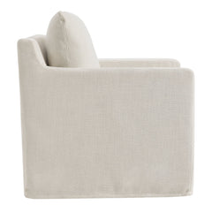 Serene Salt Fabric Slipcovered Swivel Armchair - Ornate Home