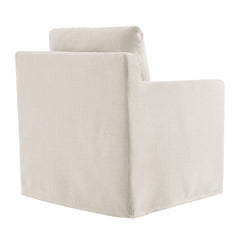 Serene Salt Fabric Slipcovered Swivel Armchair - Ornate Home